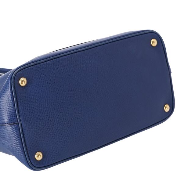 PRADA Logo Tote Bag BN2729 Blue Saffiano Cuir Leather - Picture 7 of 8